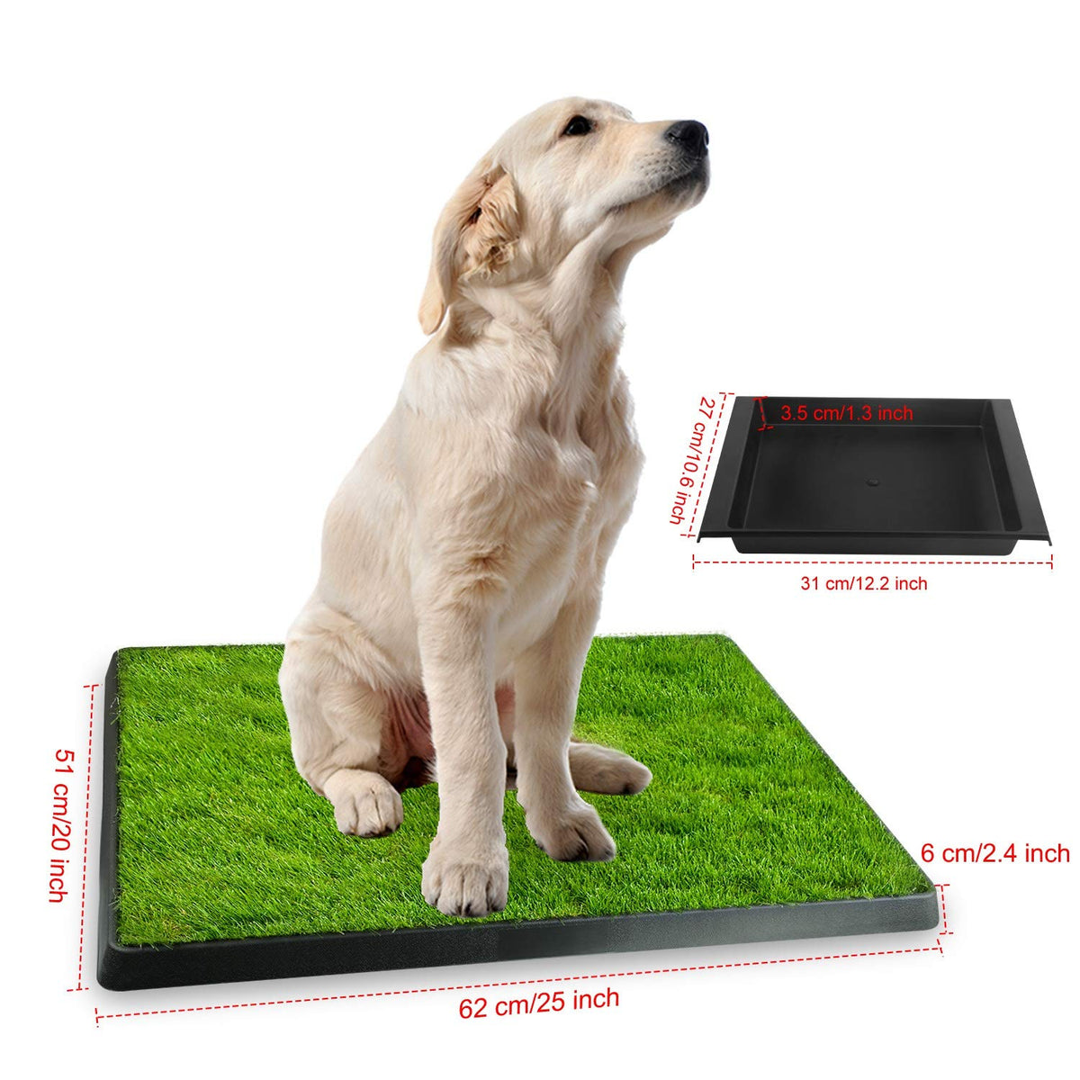 Artificial Grass Dog Potty Mat with Removable Waste Tray Z981217