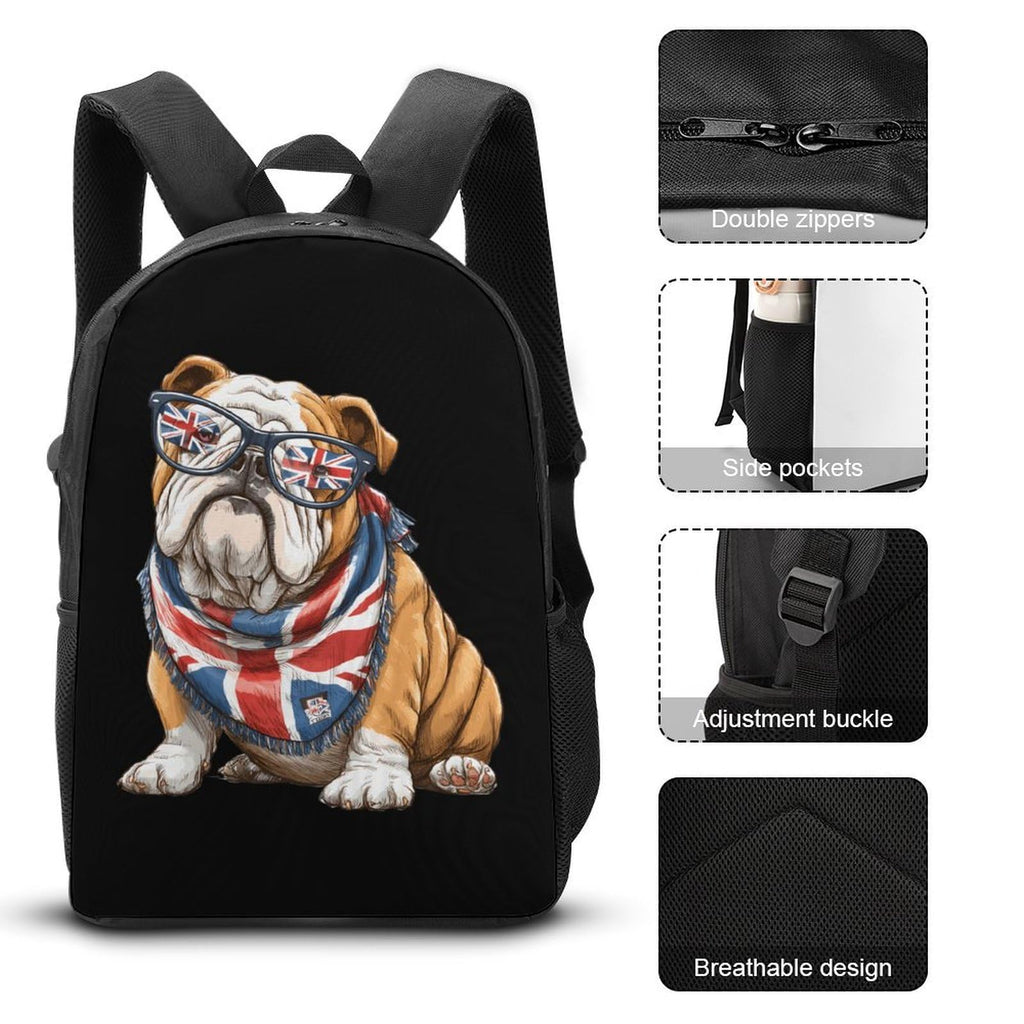 English Bulldog UK Flag Backpack with Lunch Box Pencil Case G906