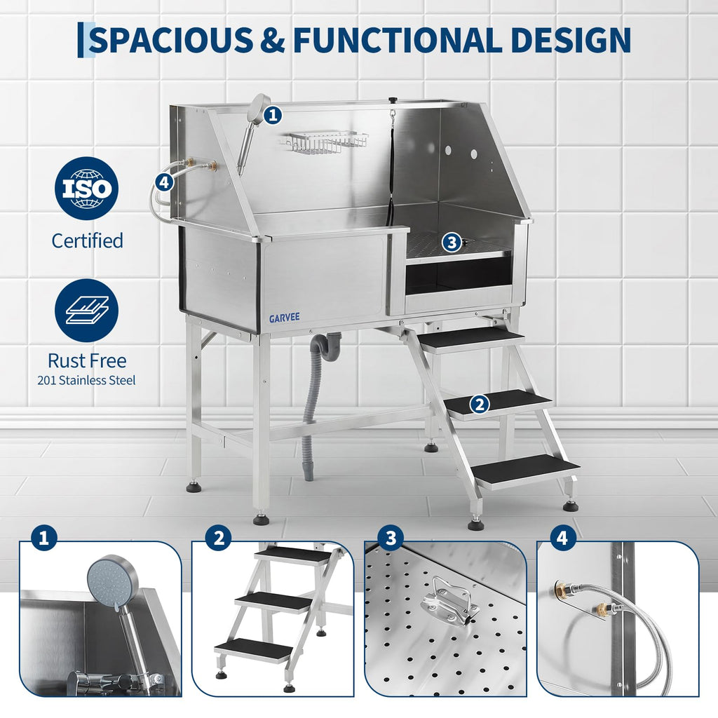 46 Inch Dog Washing Station with Walk-in Stair B593