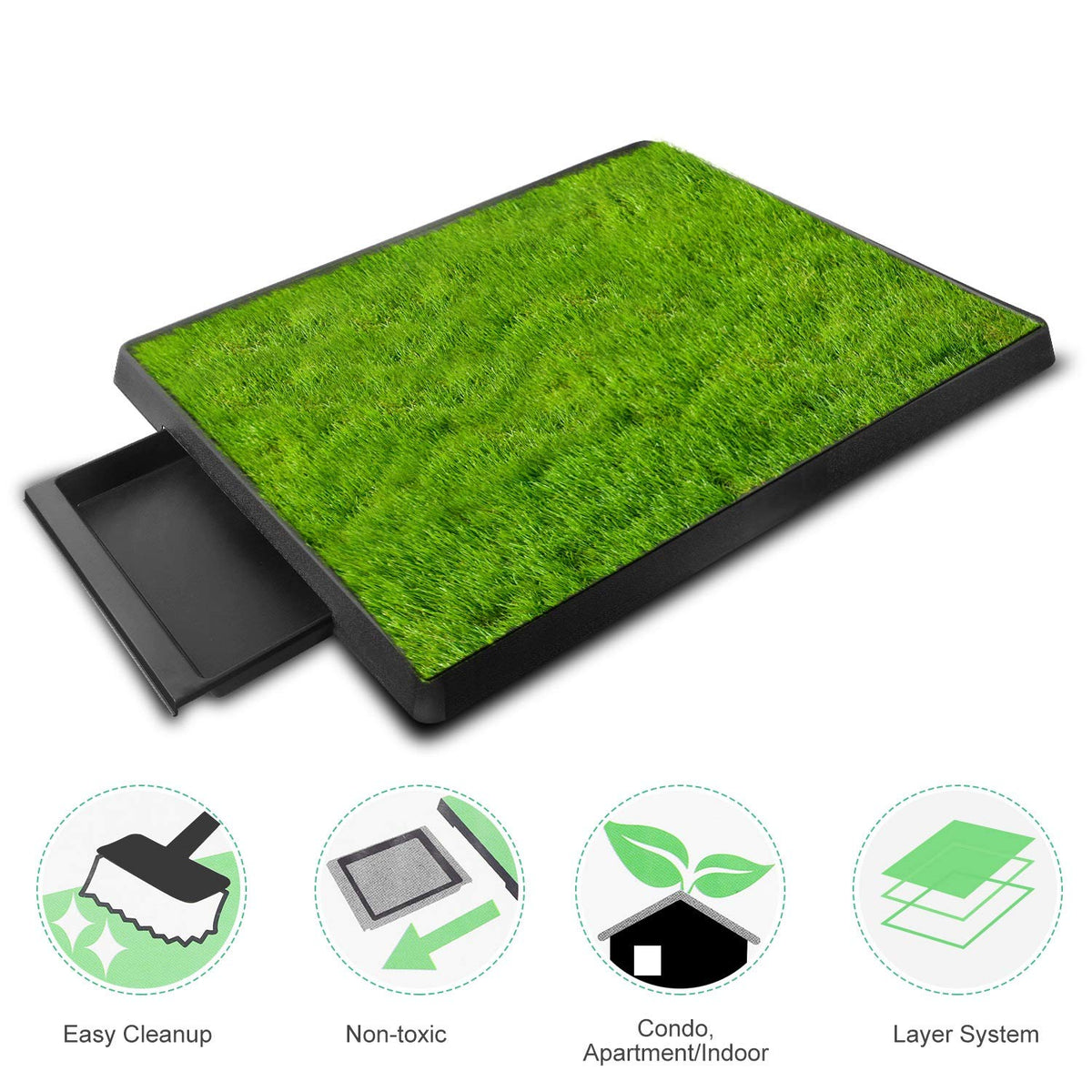 Artificial Grass Dog Potty Mat with Removable Waste Tray Z981217