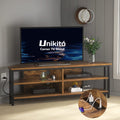 55'' Corner TV Stand with Power Outlet and 4 Open Storage Shelves Z2055