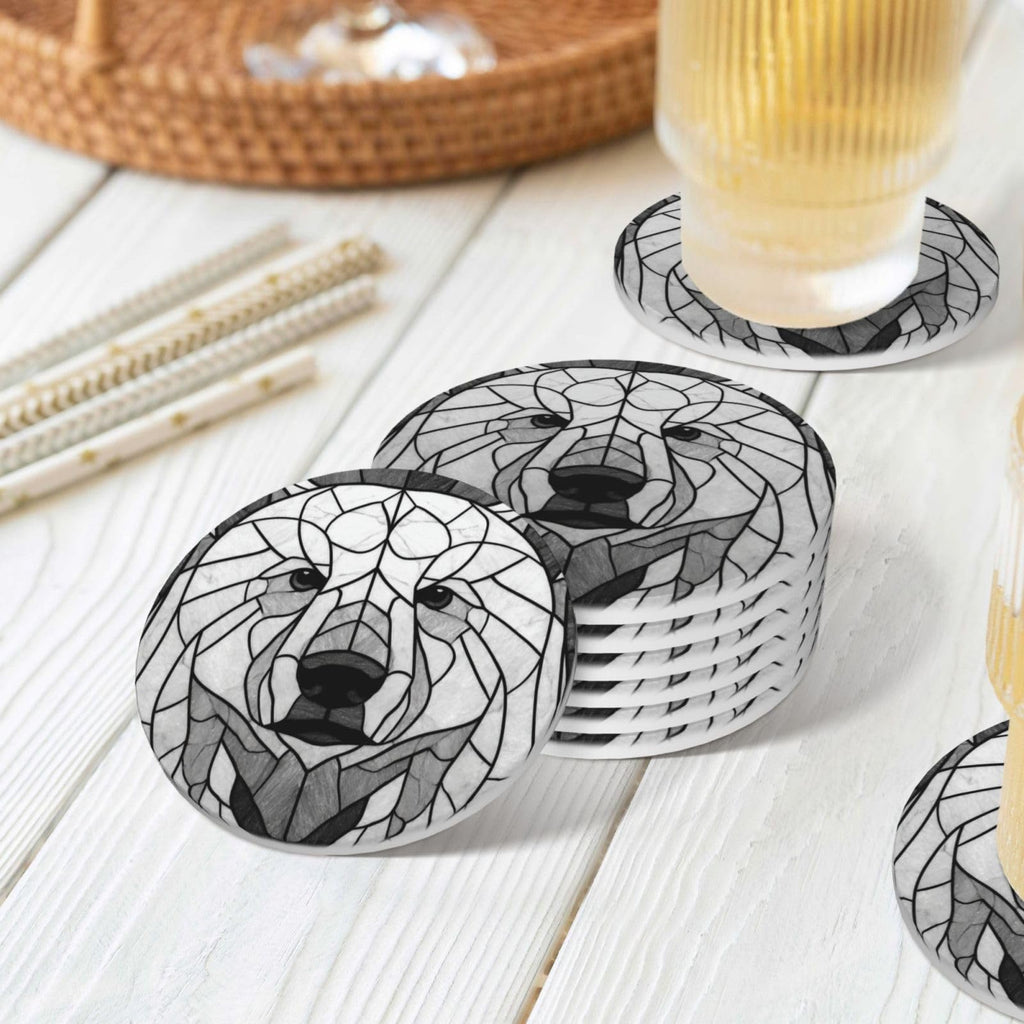 Black and White Bear Ceramic Coasters Set of 6 V248976