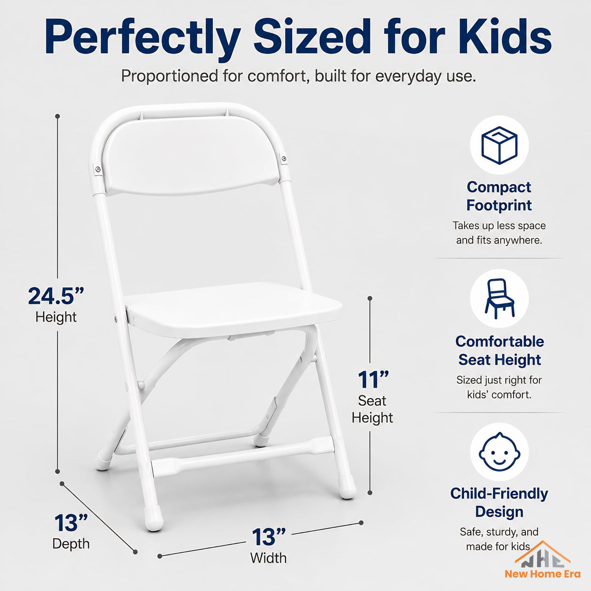 White Kids Plastic Folding Chair with Steel Frame R392