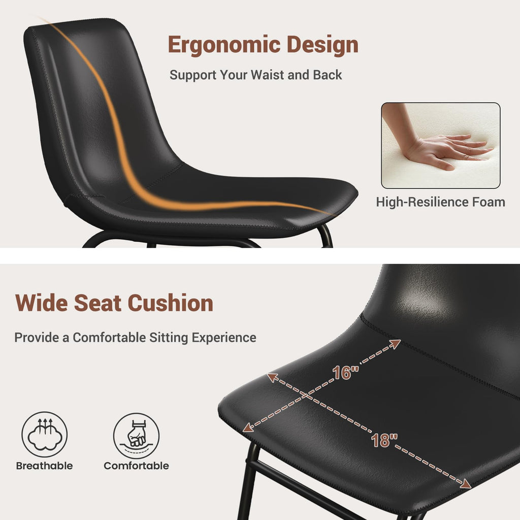 Black PU Leather Dining Chairs Set of 2 I7841