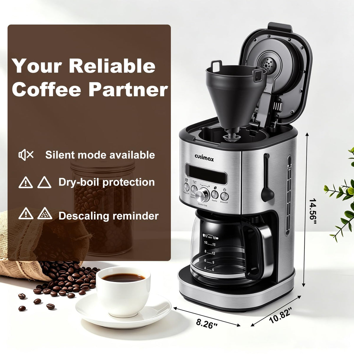 12 Cup Programmable Drip Coffee Maker with Glass Carafe V27323