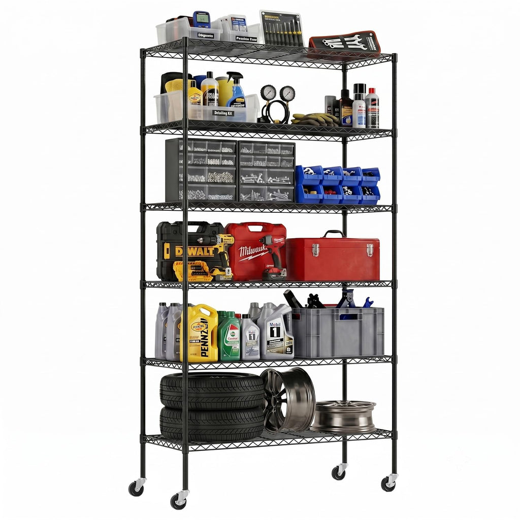 Black Adjustable Metal Wire Shelving Unit K811