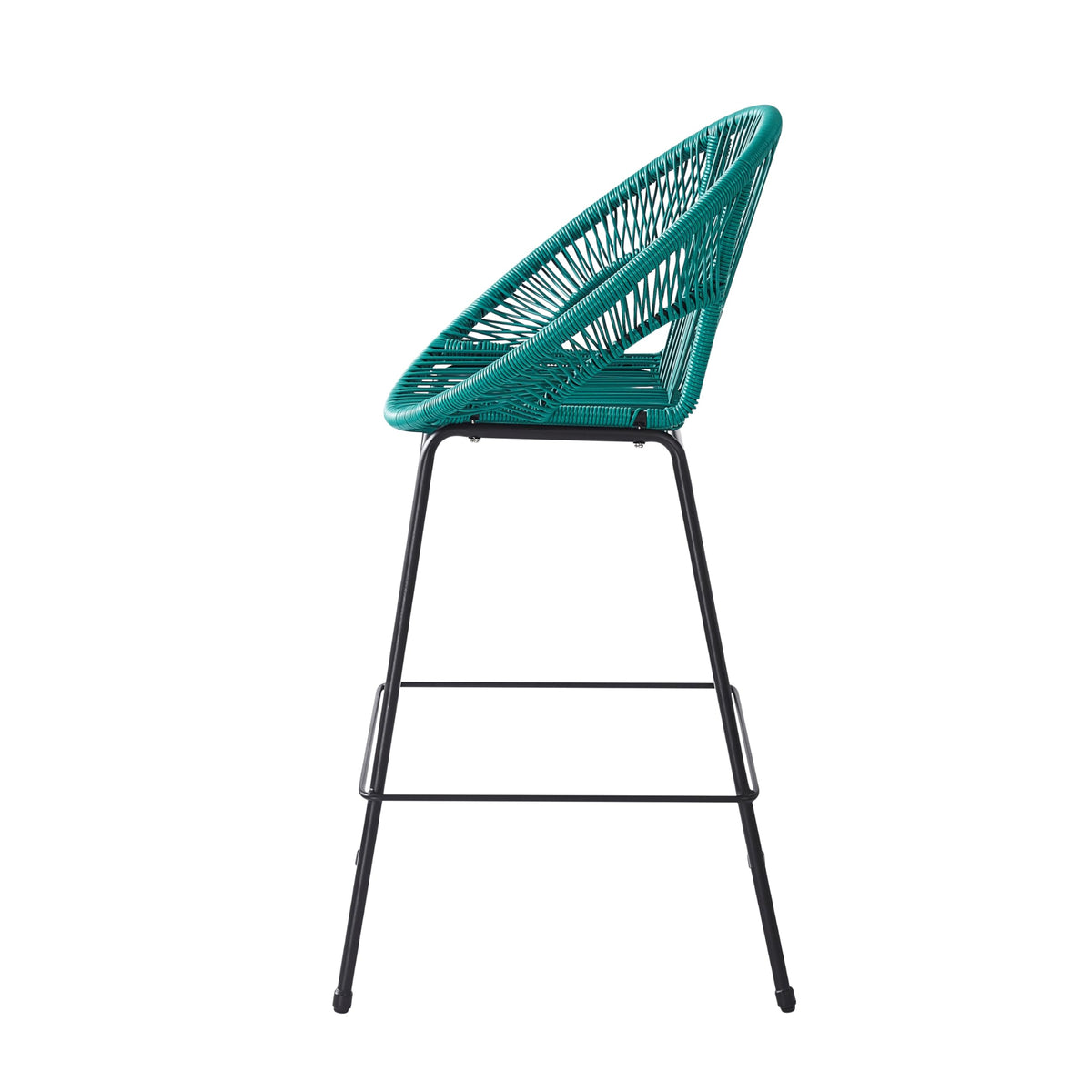 Teal Faux Wicker Outdoor Bar Stool, Set of 2 D325150