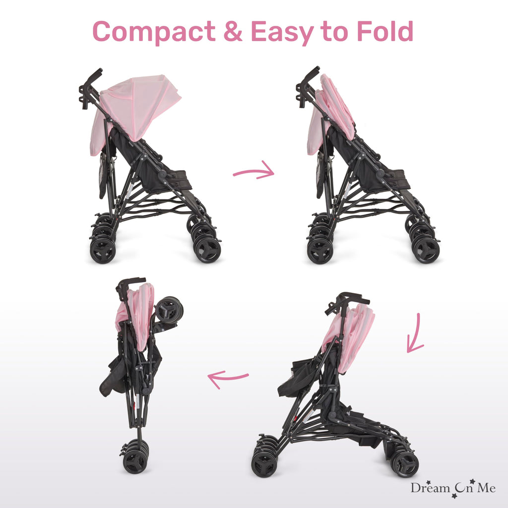 Pink Umbrella Stroller with Adjustable Canopy W808601