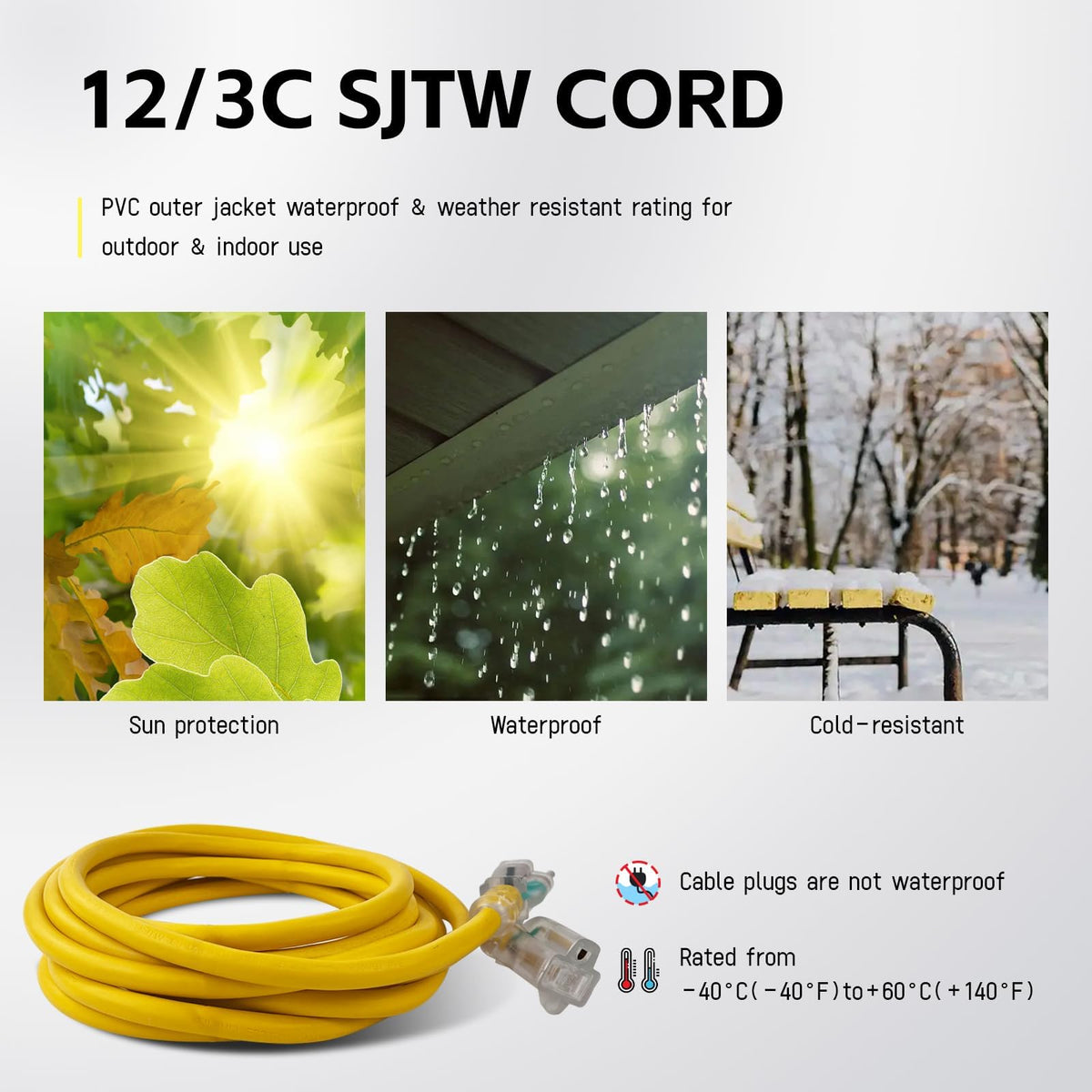 12 Ft Lighted Outdoor Extension Cord P2869