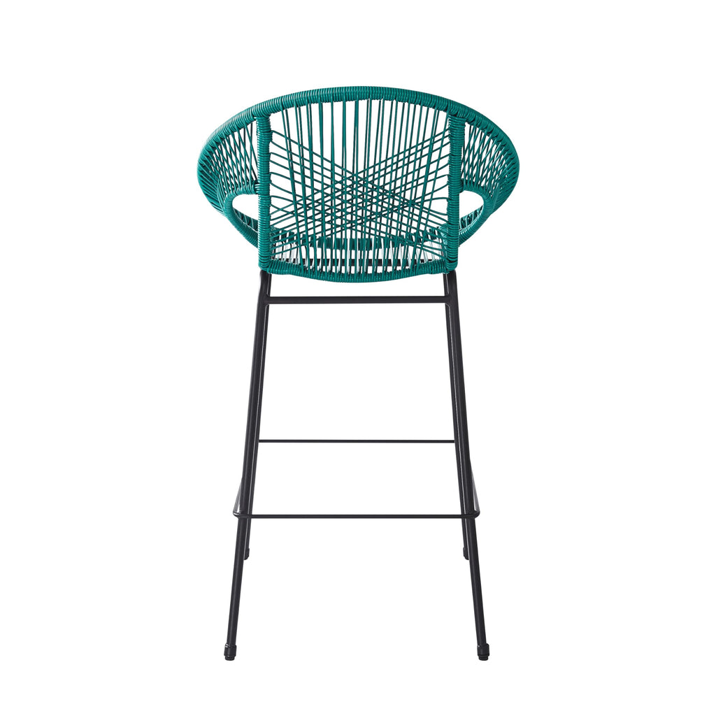 Teal Faux Wicker Outdoor Bar Stool, Set of 2 D325150