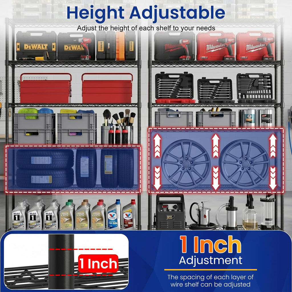 Black Adjustable Metal Wire Shelving Unit K811