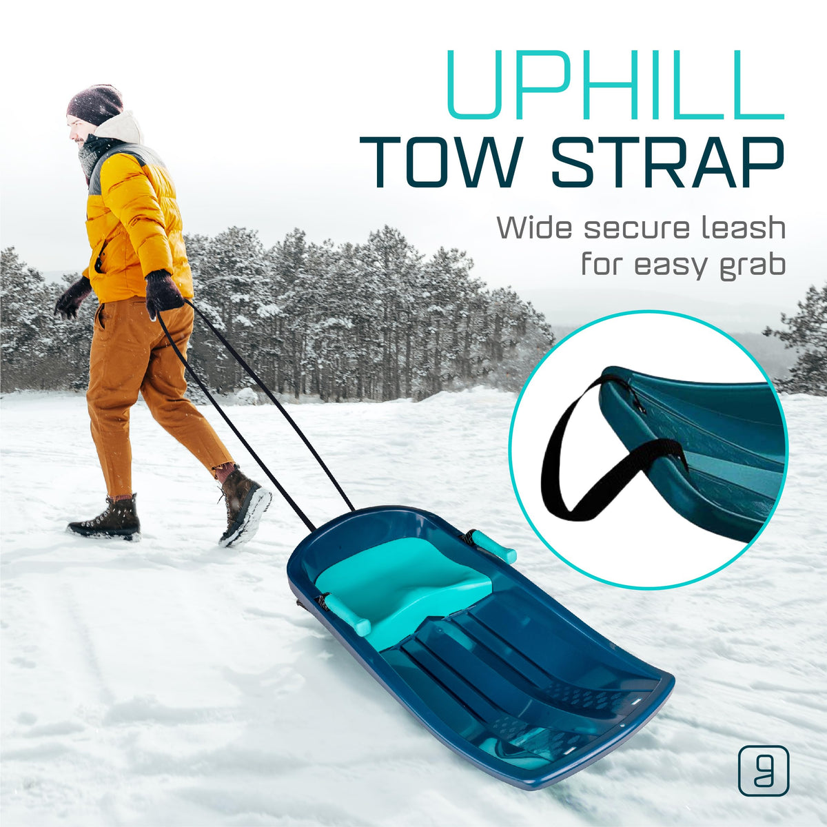 Kids' Plastic Toboggan Sleds with Tow Strap J108