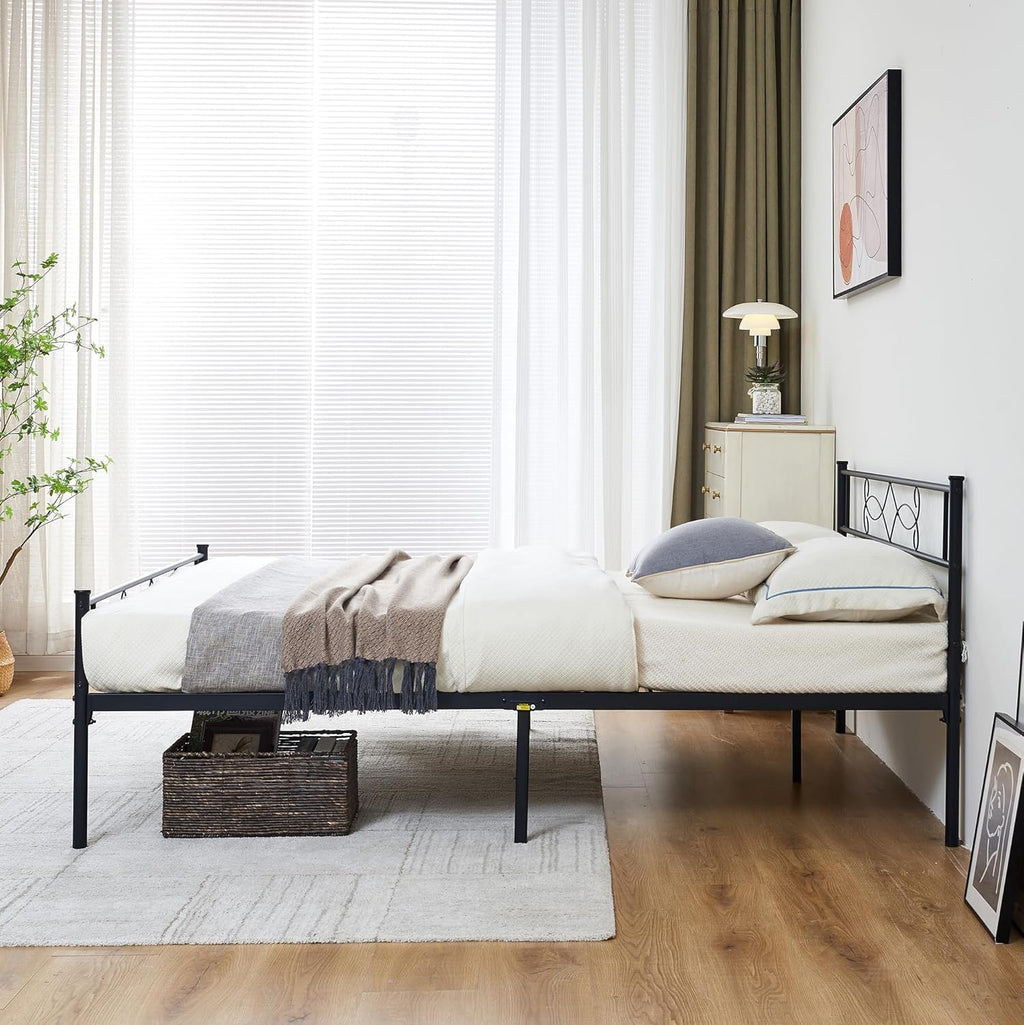 14" Full Size Metal Platform Bed Frame with Headboard J30937