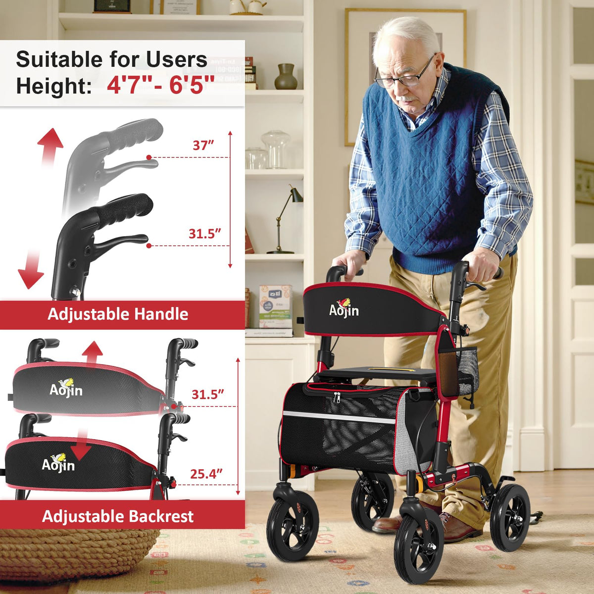 Red Walker with Seat 350lbs B81114