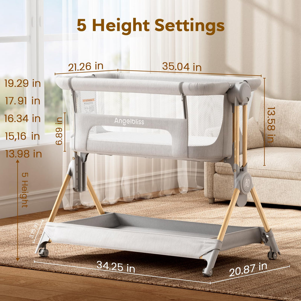 Baby Bassinet, 3-in-1 Bedside Sleeper, Foldable Crib U790