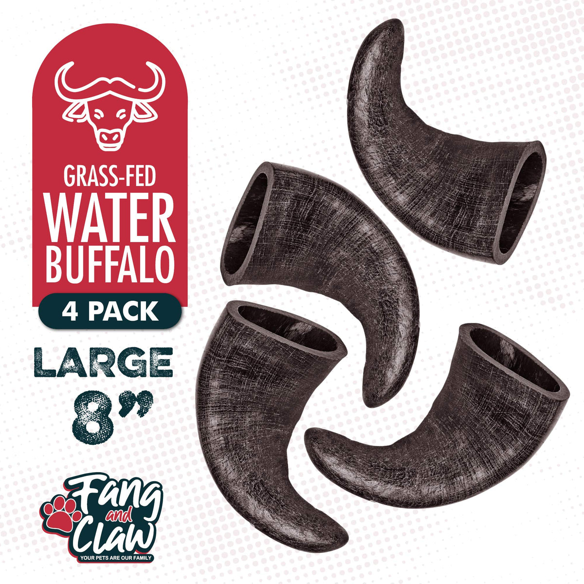4 Pack Large 8-Inch Dog Horn Chews Z6670