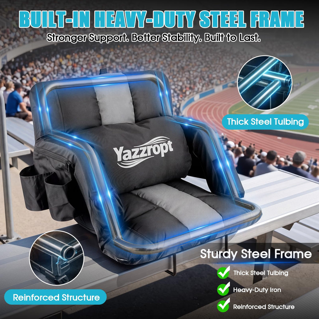 Wide Padded Stadium Seat with Back Support and Cup Holder X900