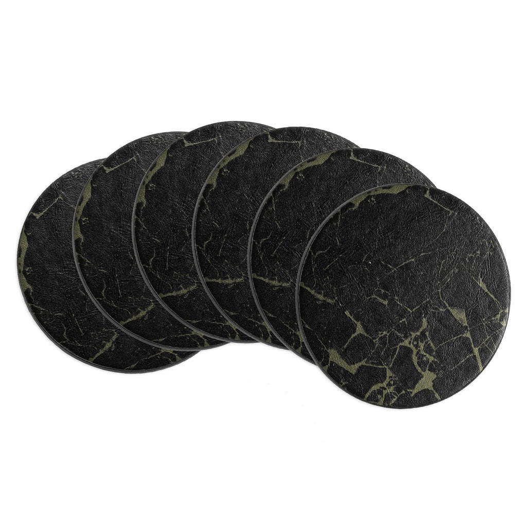 Round Drink Coasters Set of 6 Dual Sided Non-Slip Waterproof Leather M863