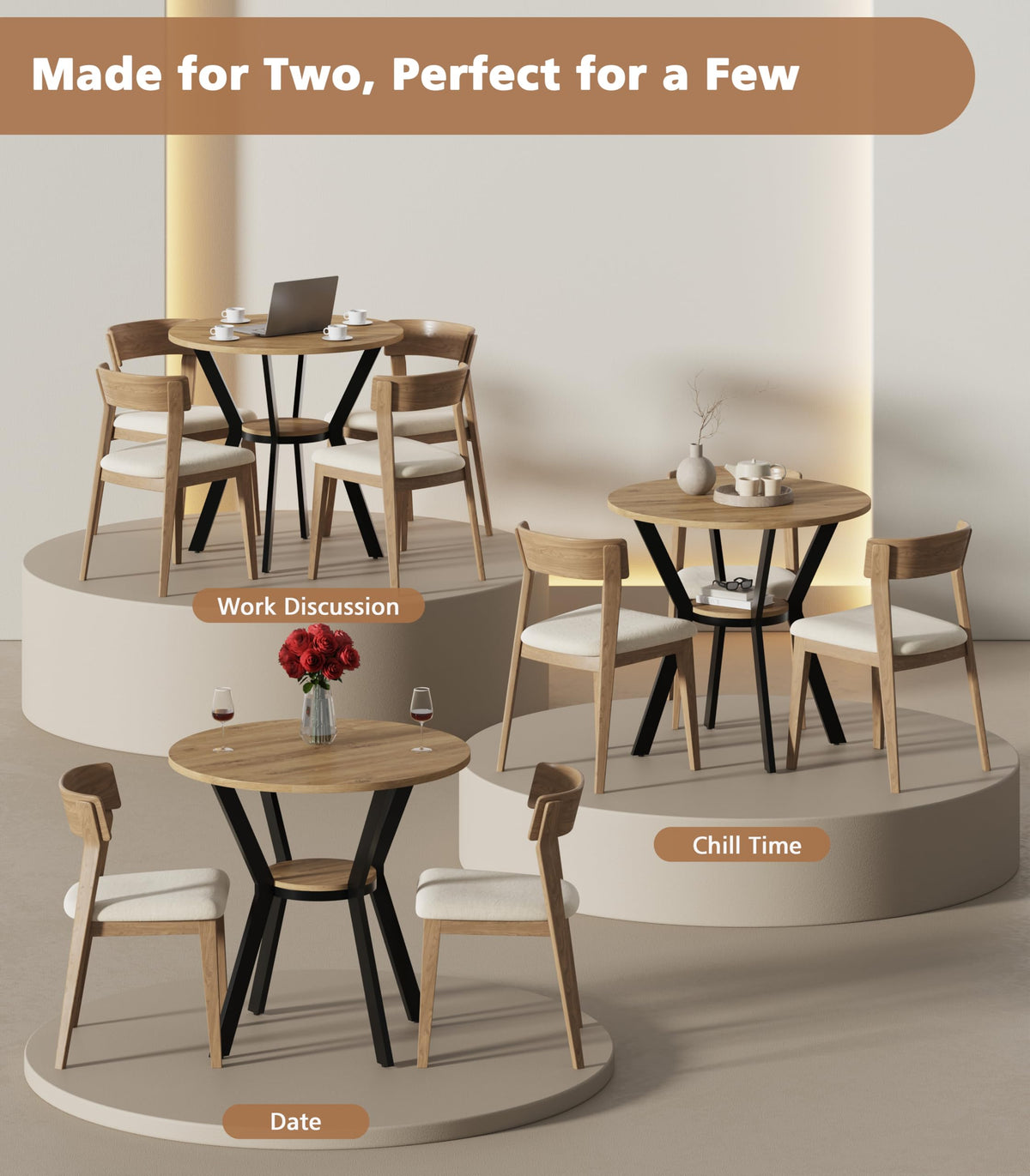 31.5" Round Kitchen Table with Storage O89902