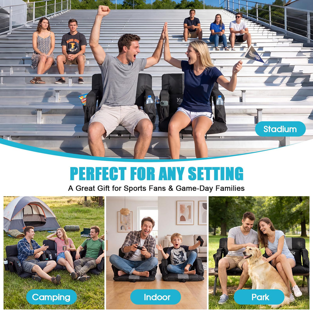 Wide Padded Stadium Seat with Back Support and Cup Holder X900