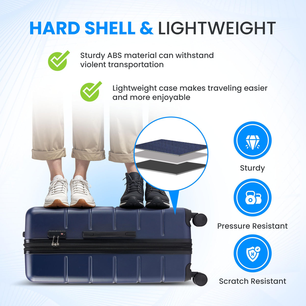 20 Inch Expandable Hardside Carry On with Spinner Wheels Blue R691