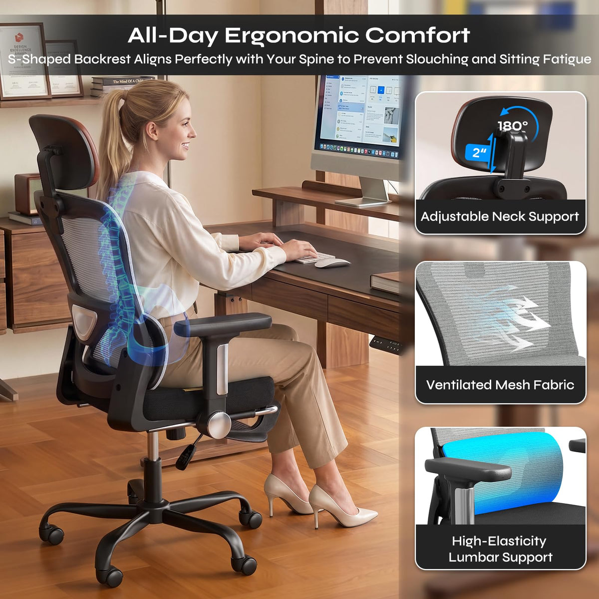 Ergonomic High Back Mesh Office Chair Y389514