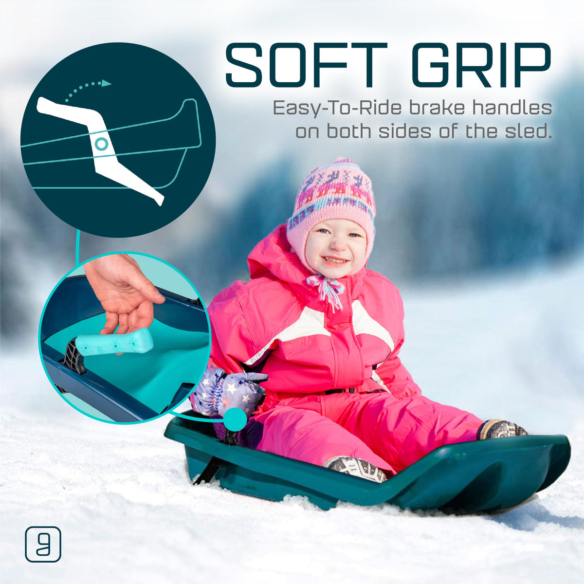 Kids' Plastic Toboggan Sleds with Tow Strap J108