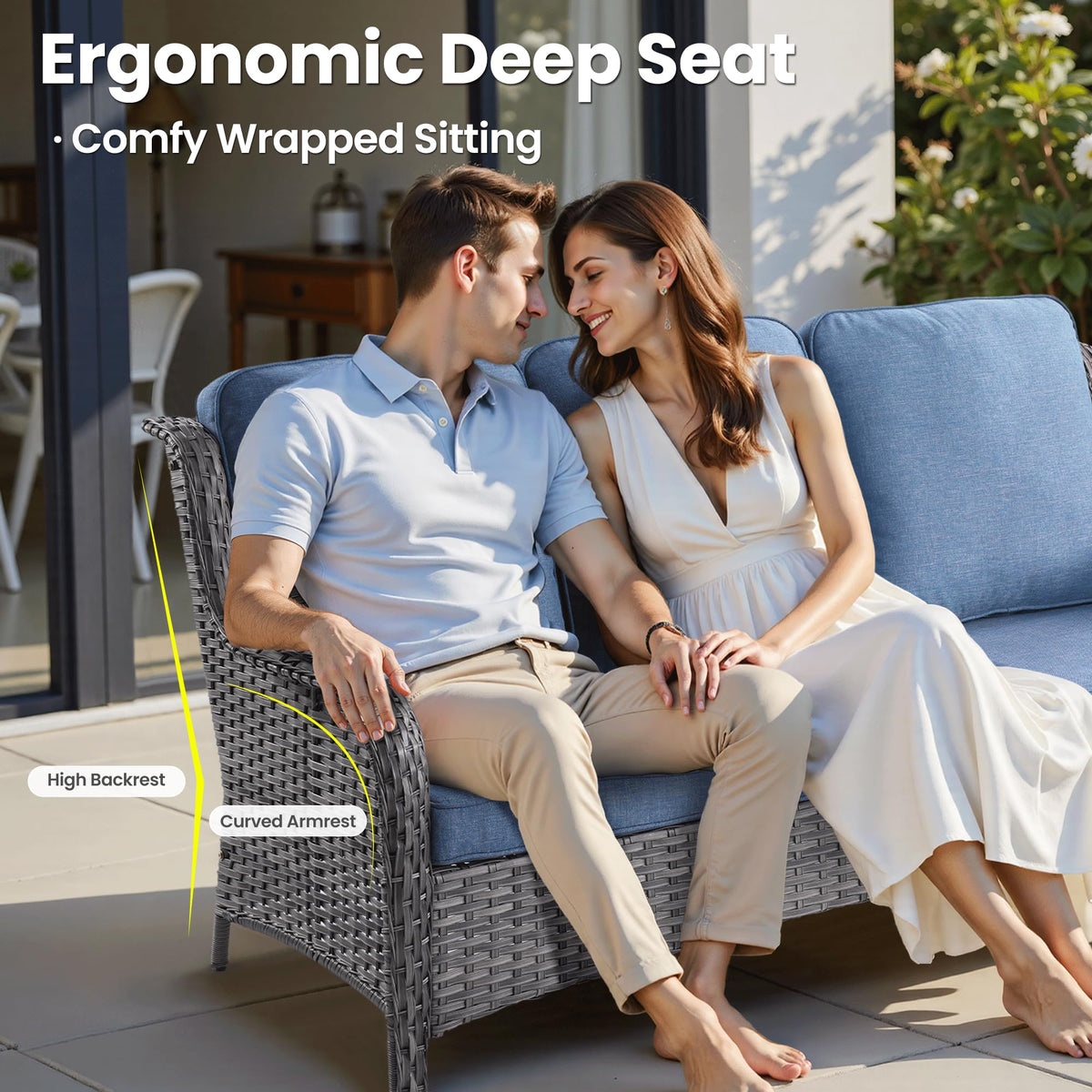 5-Piece Outdoor Wicker Sofa Set with Swivel Chairs V463866