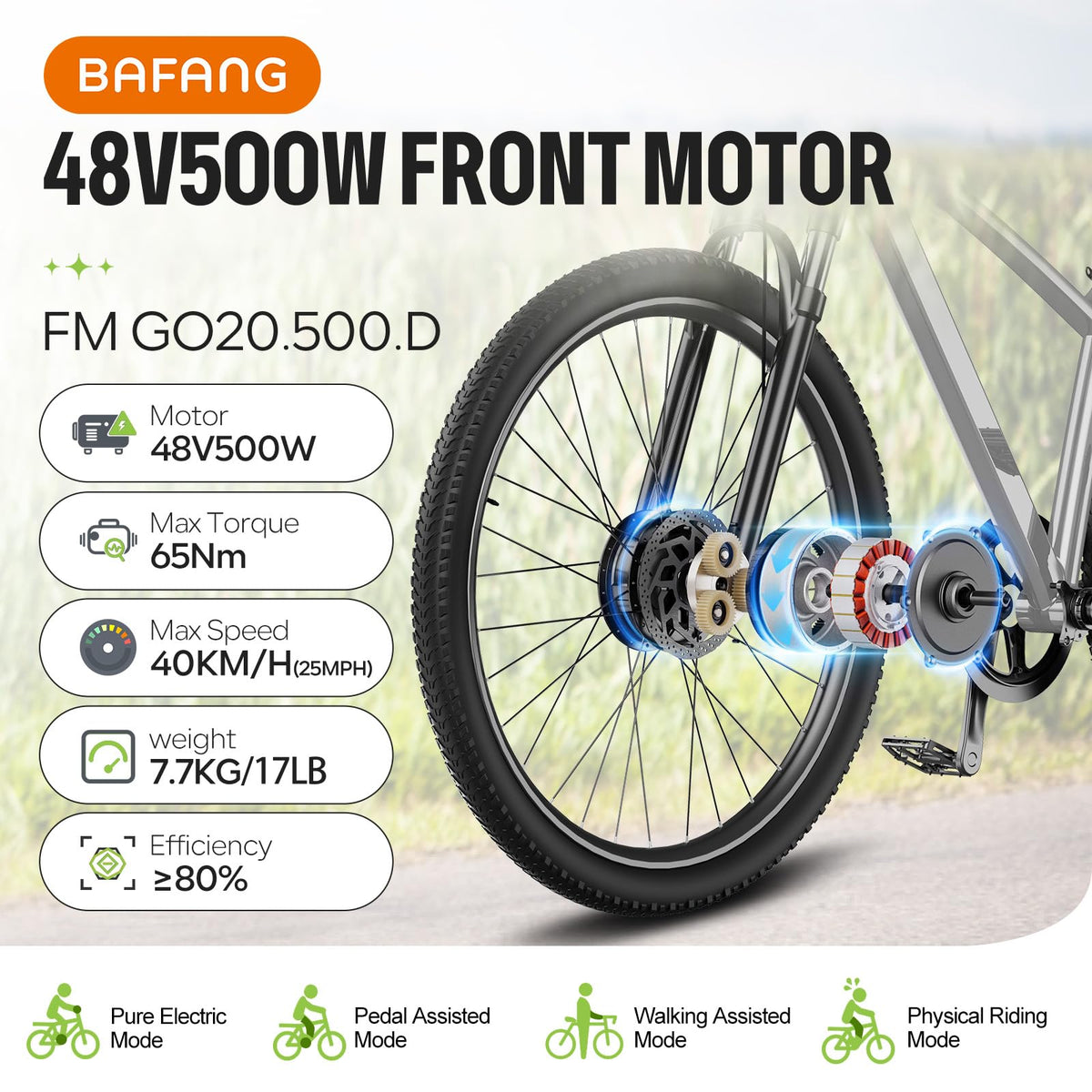 48V 500W Front Hub Motor Ebike Conversion Kit with Display O22637