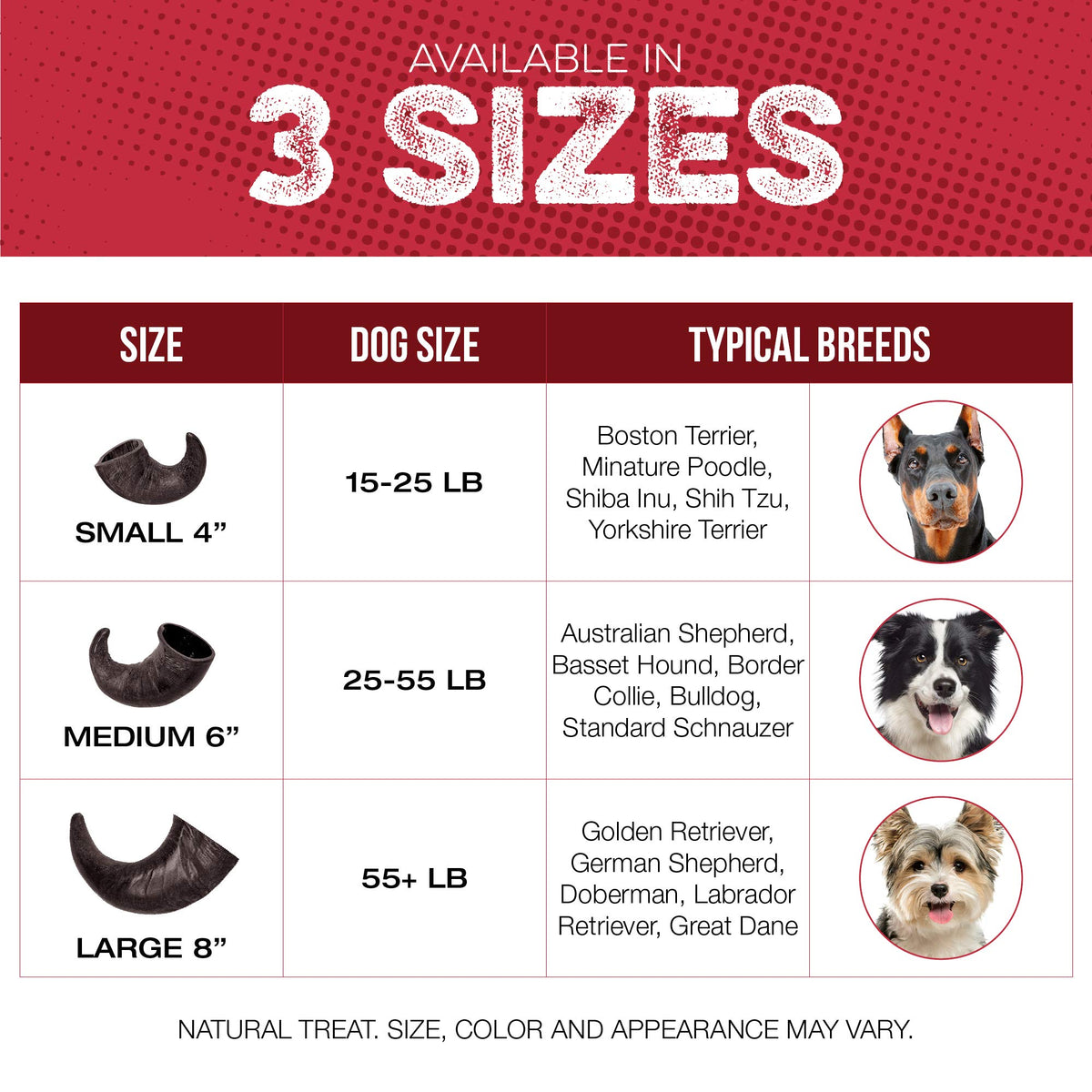 4 Pack Large 8-Inch Dog Horn Chews Z6670