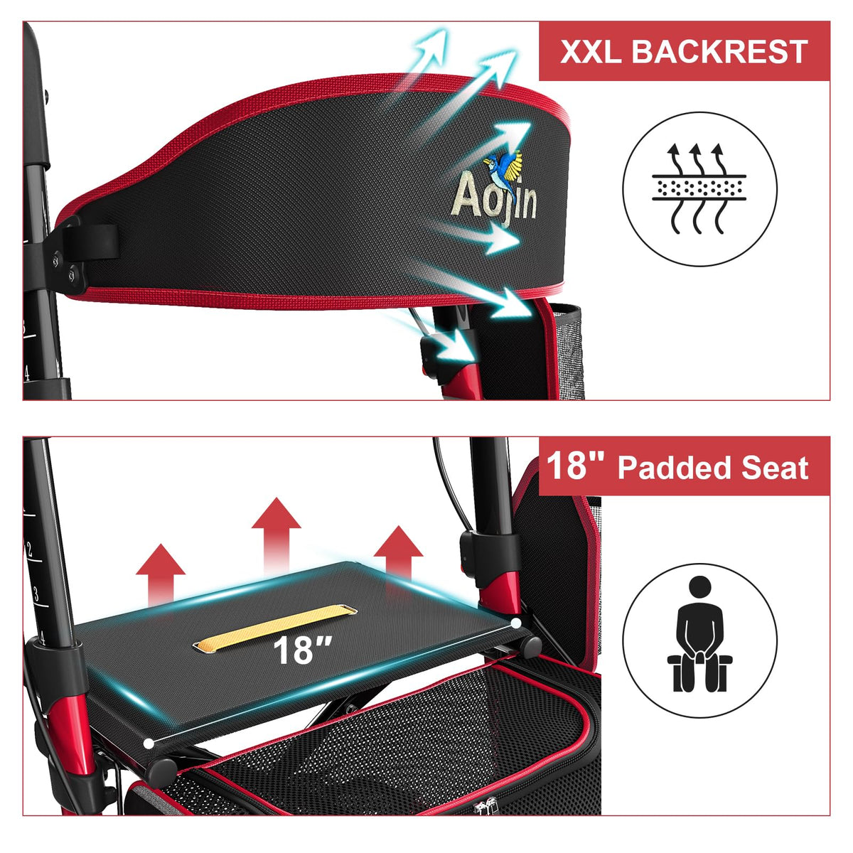 Red Walker with Seat 350lbs B81114