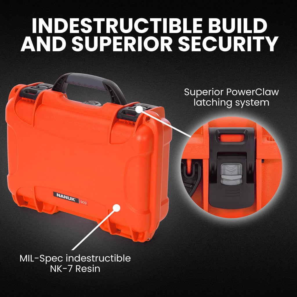 Orange Waterproof Camera Hard Case with Cubed Foam O10002