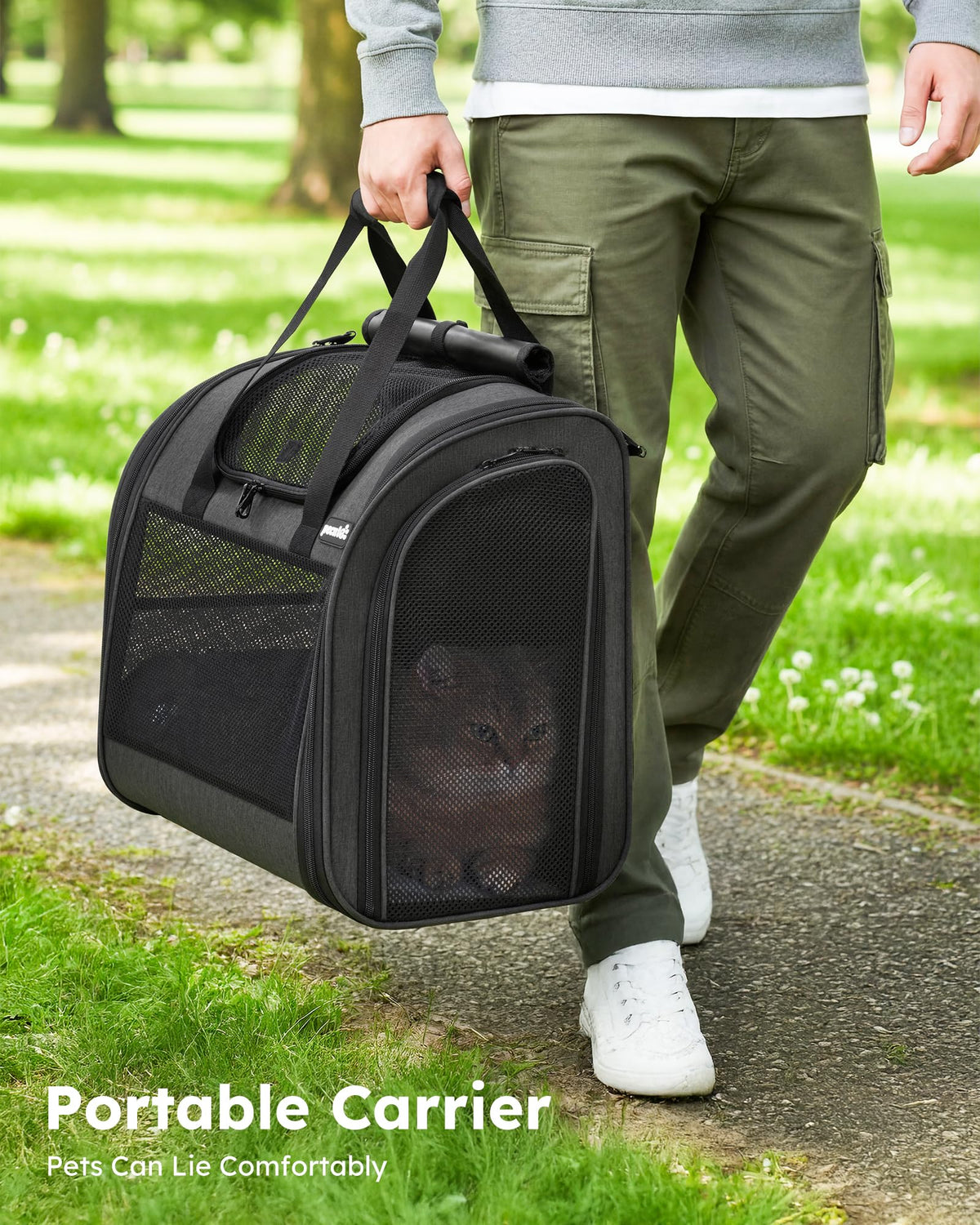 Dark Grey Cat Backpack with Breathable Mesh D2970