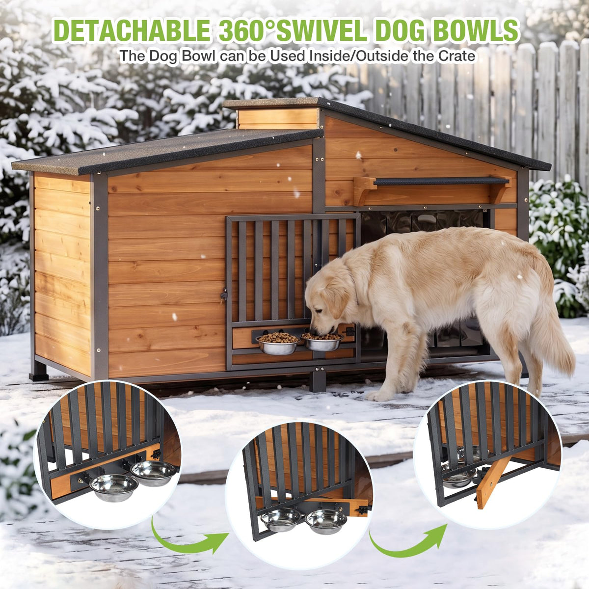 Extra Large Heated Insulated Weatherproof Dog Kennel with Heating Pad Y804852