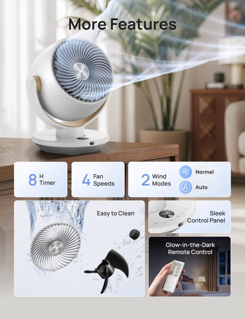 11 Inch Desk Air Circulator Fan with Remote M9524