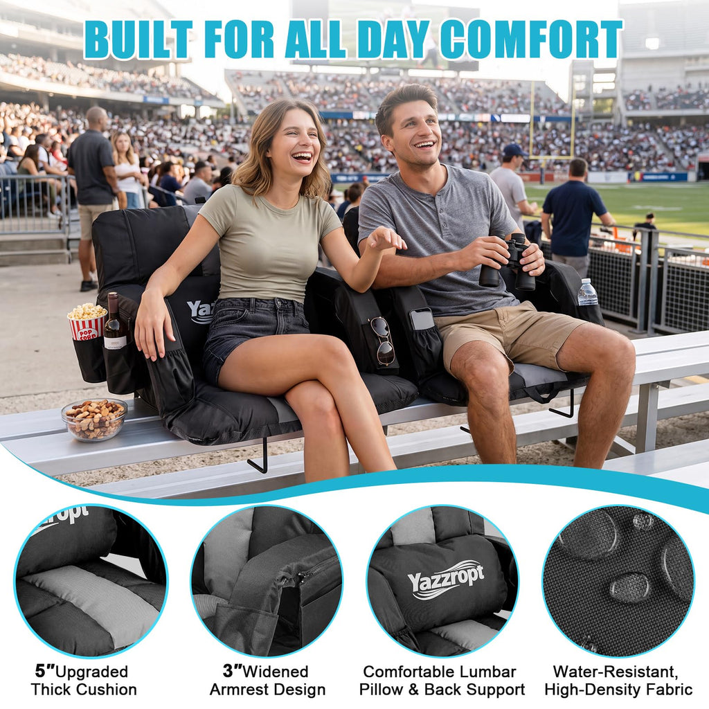 Wide Padded Stadium Seat with Back Support and Cup Holder X900