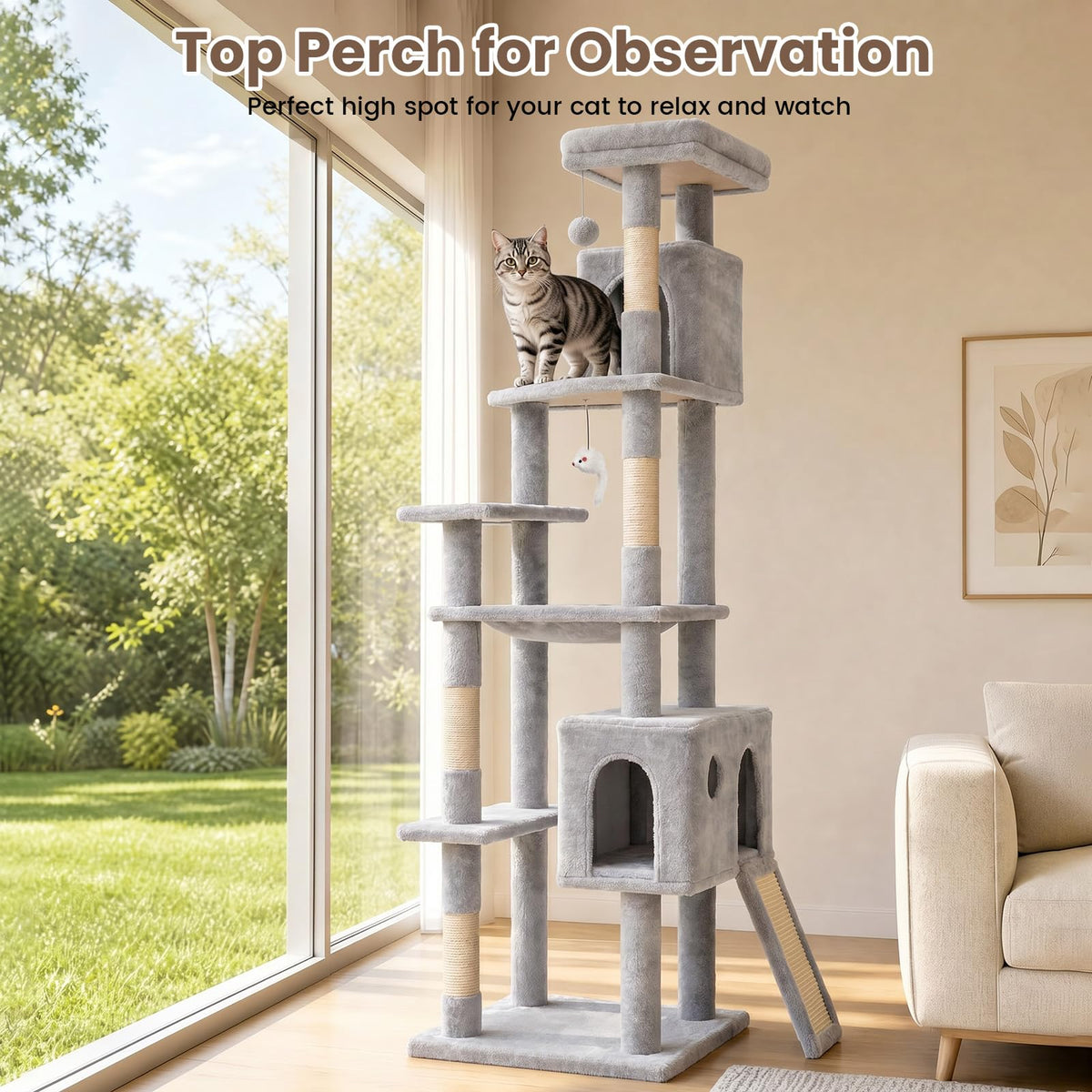 70 Inches Cat Tree with Ladder K238