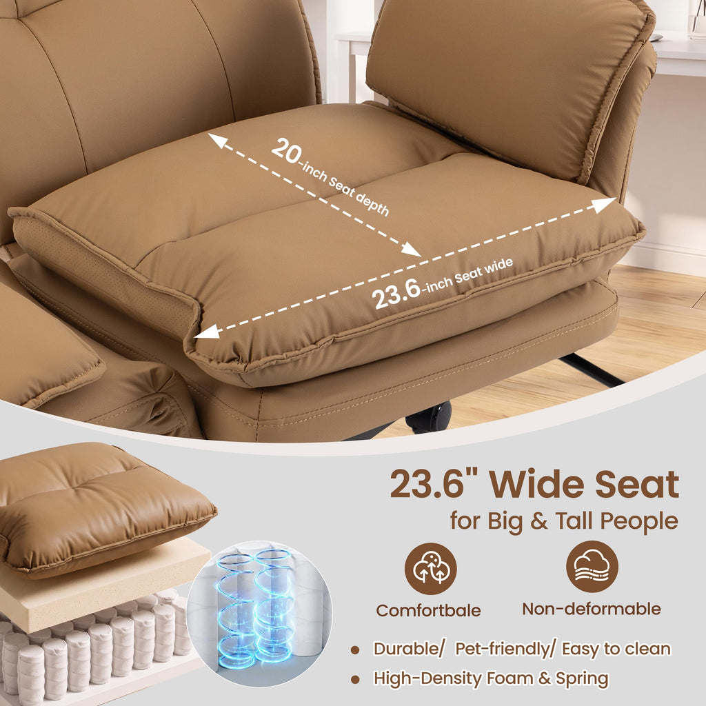 Brown Office Chair with Foot Rest & Flip Armrests R841