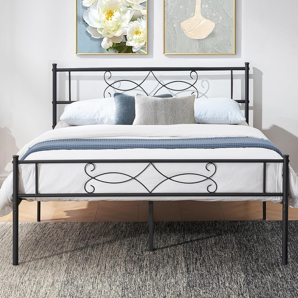 14" Full Size Metal Platform Bed Frame with Headboard J30937