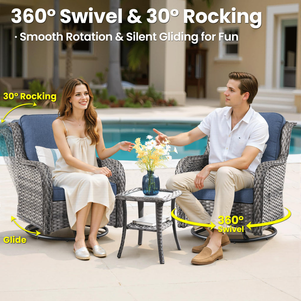 5-Piece Outdoor Wicker Sofa Set with Swivel Chairs V463866