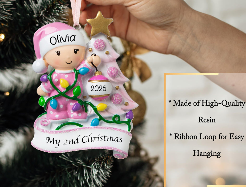 Baby's Second Christmas Ornament 2026 Pink B30751