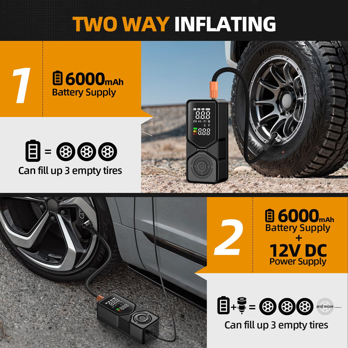 Portable Air Compressor 150PSI Cordless Tire Inflator O6605