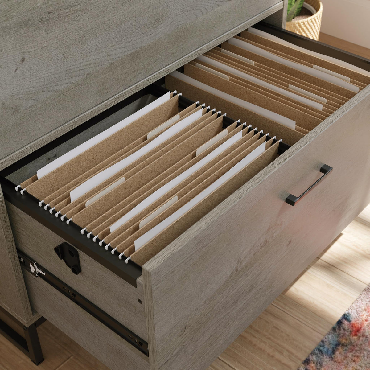 2-Drawer Wood File Cabinet with Metal Frame V934