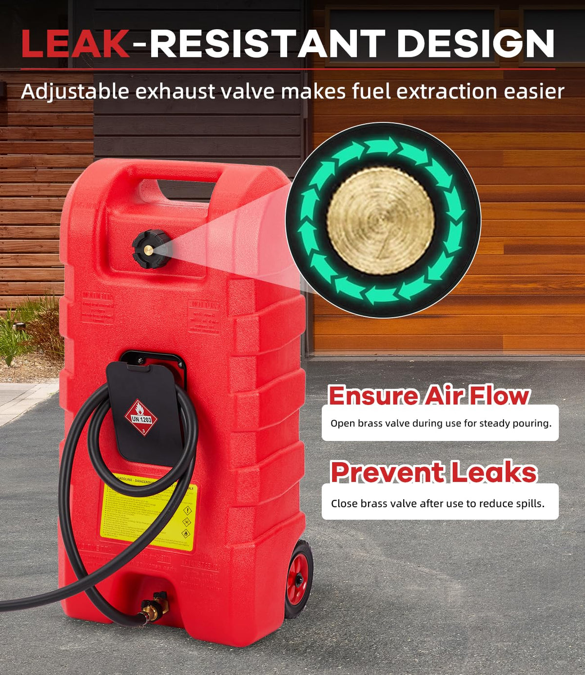 15 gal Red Portable Gas Can with Pump and Hose S263