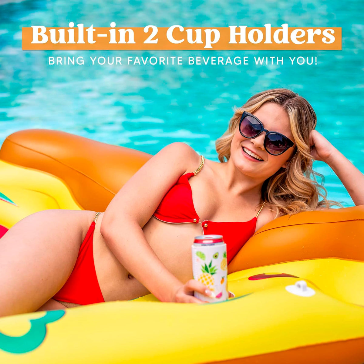 Inflatable Pizza Slice Pool Float with Cup Holders Y244529