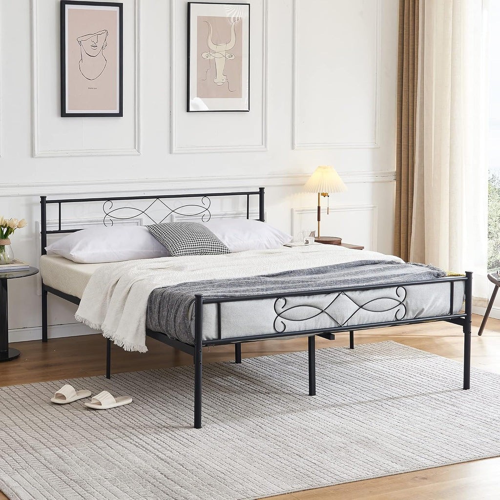 14" Full Size Metal Platform Bed Frame with Headboard J30937