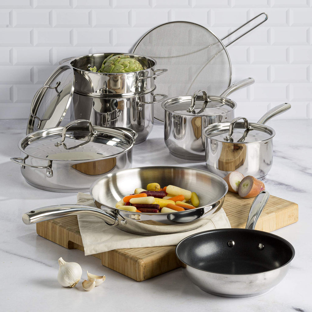 12-Piece Stainless Steel Cookware Set with Non Stick Frying Pan S602244