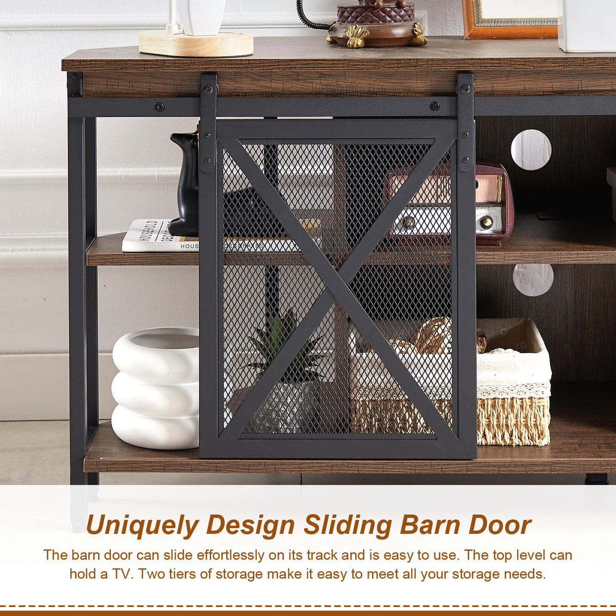Brown Corner TV Stand with Storage M9665
