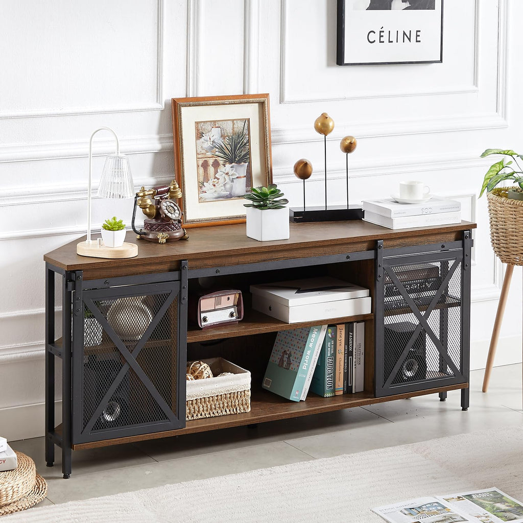 Brown Corner TV Stand with Storage M9665