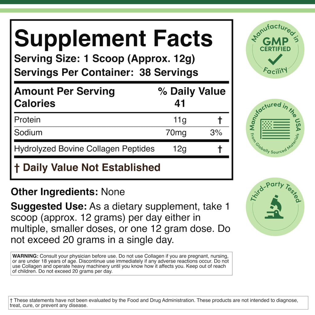 Collagen Peptides Powder Type I II III 16 oz R6934
